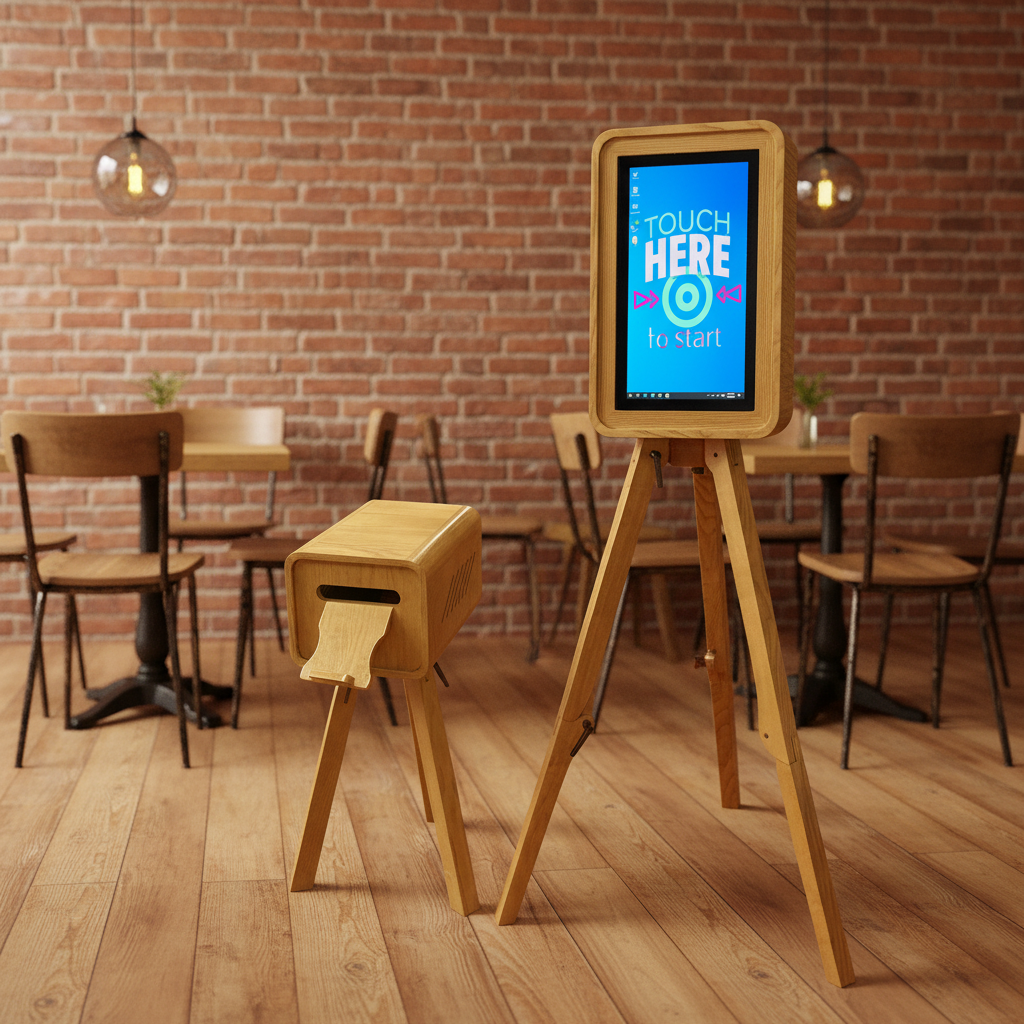iPad Photo Booth Stand – Portable Wooden Vintage Photo Booth Kiosk for Weddings, Events & Rental Business