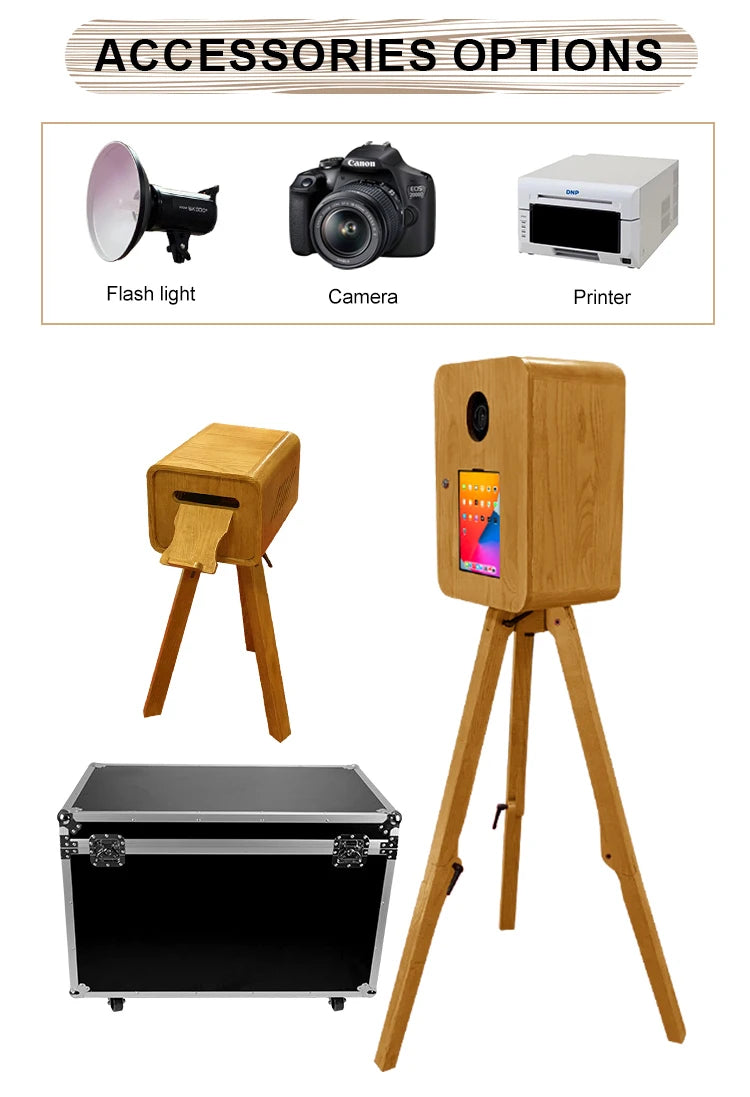 iPad Photo Booth Stand – Portable Wooden Vintage Photo Booth Kiosk for Weddings, Events & Rental Business