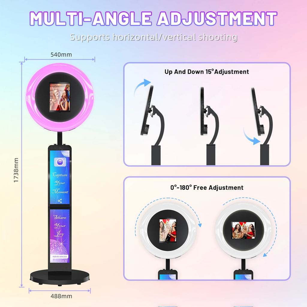 Portable iPad Photo Booth with Screen & Ring Light – Stylish Selfie Booth Enclosure for Weddings, Parties & Events