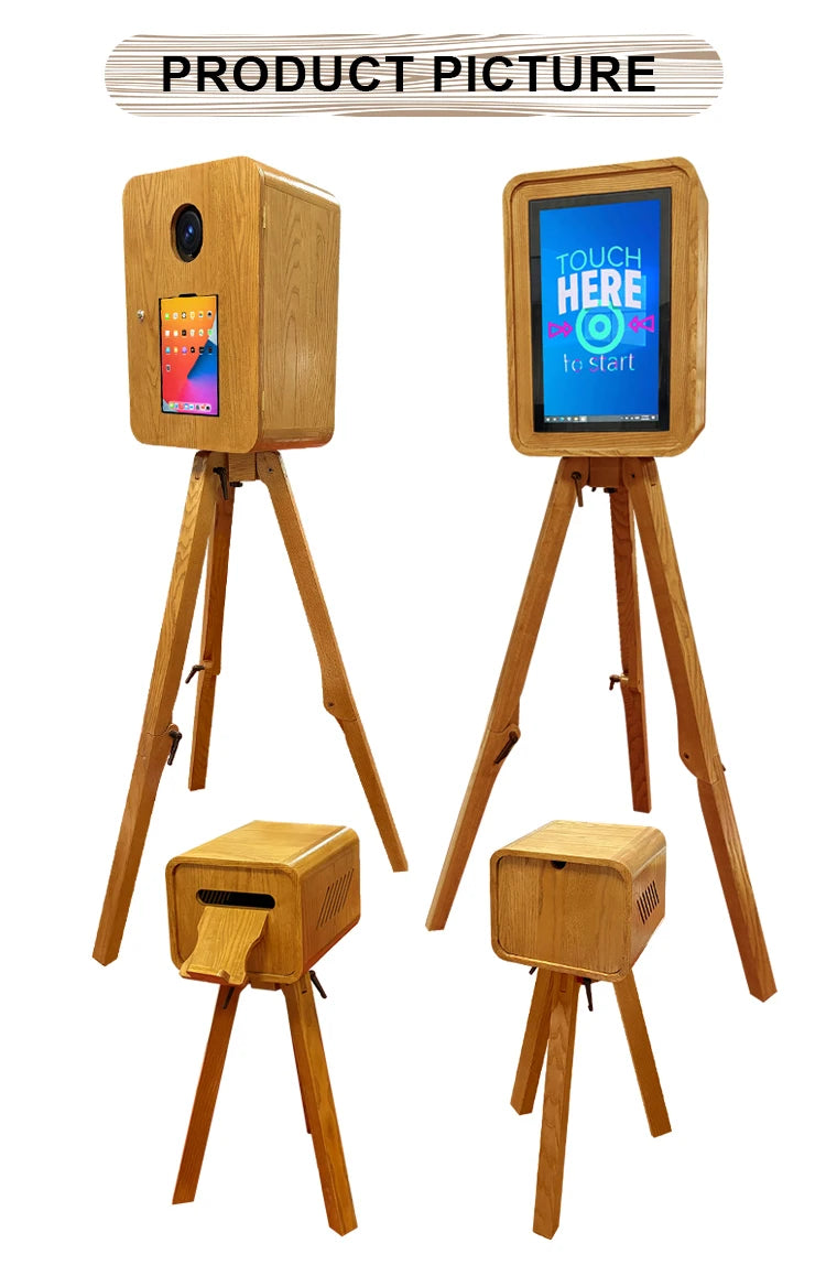 iPad Photo Booth Stand – Portable Wooden Vintage Photo Booth Kiosk for Weddings, Events & Rental Business