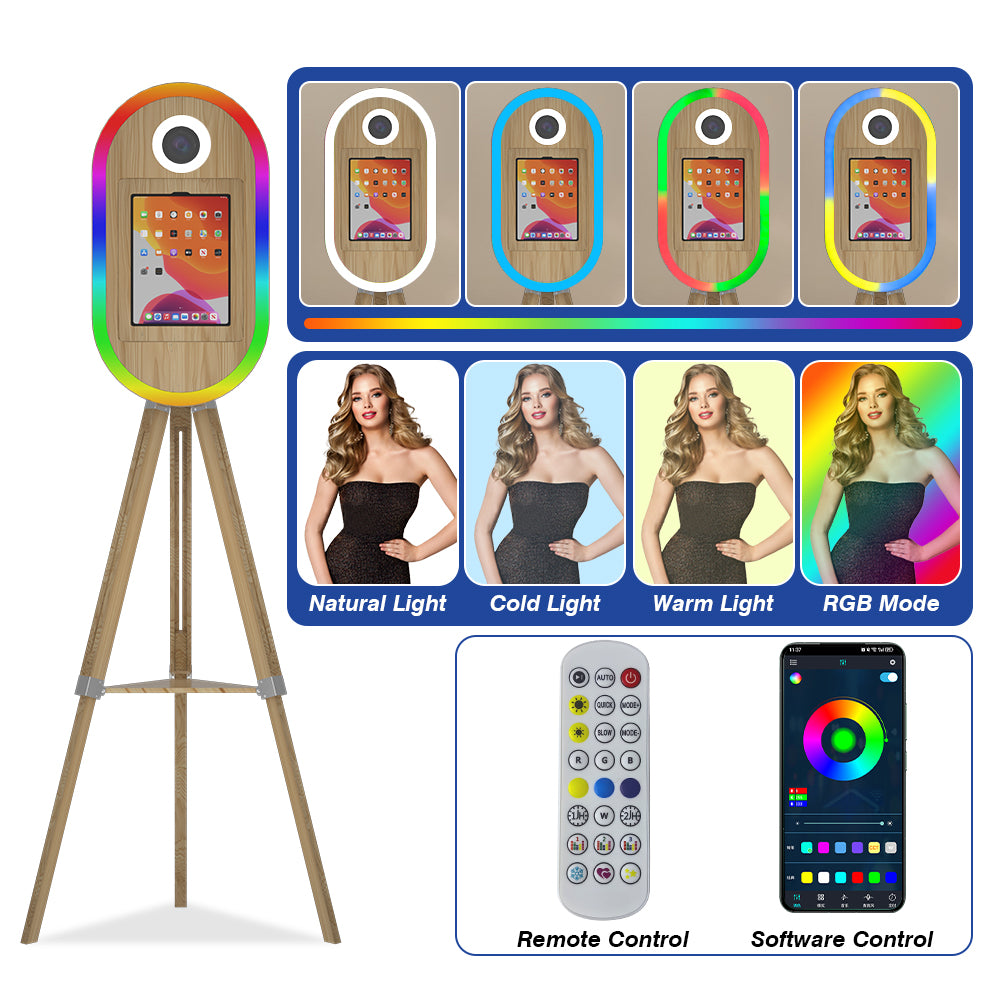 Wooden iPad Photo Booth with DSLR Camera Support – Selfie Photo Booth Machine for Parties & Events
