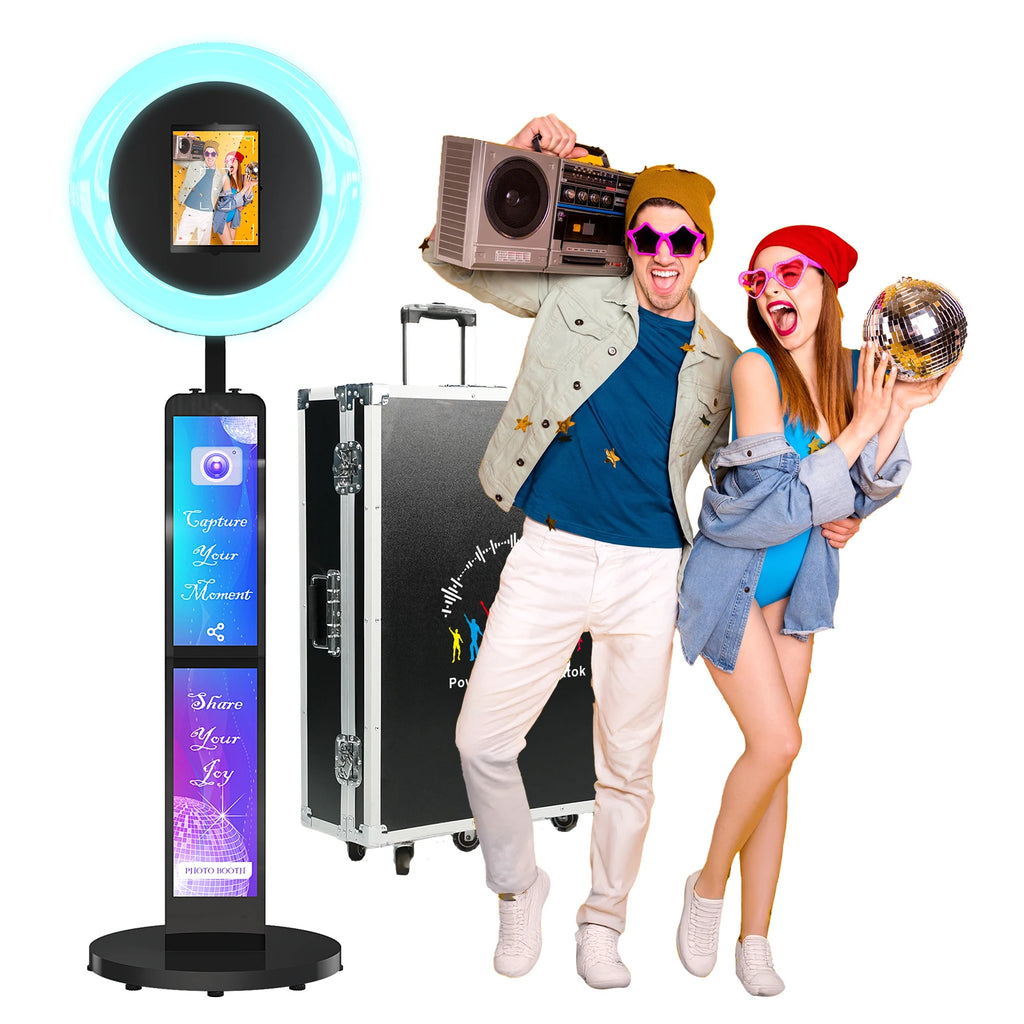 Portable iPad Photo Booth with Screen & Ring Light – Stylish Selfie Booth Enclosure for Weddings, Parties & Events