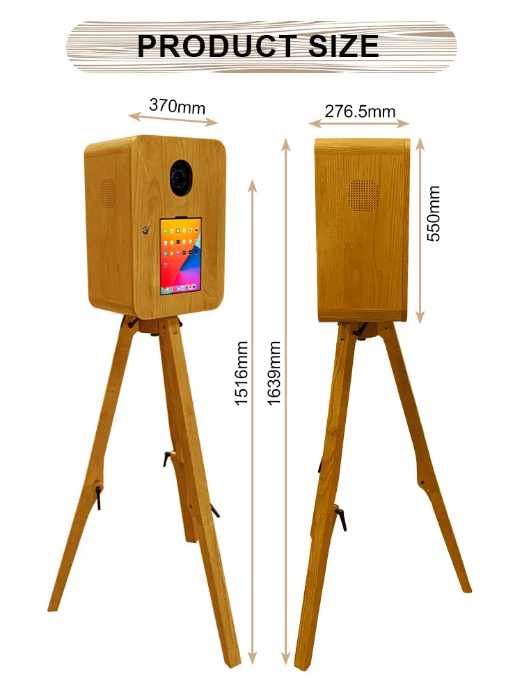 iPad Photo Booth Stand – Portable Wooden Vintage Photo Booth Kiosk for Weddings, Events & Rental Business